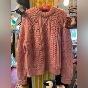 Brand new gorgeous rose wool cable knit sweater
